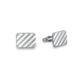 Sterling Silver Large Cushion Rectangle Engine-Turned Cufflinks
